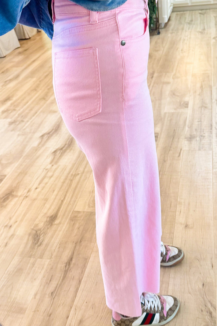 Pink Wide Leg Pocket Pants