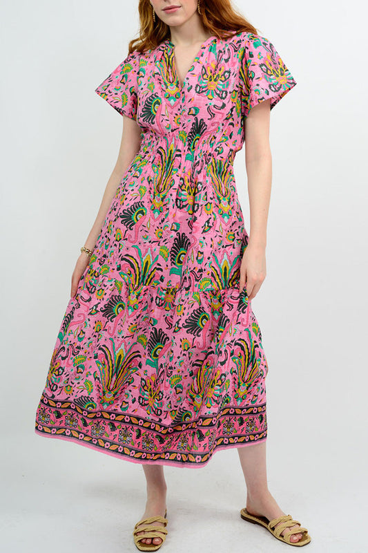 Tropical Botanical Print Pocket Dress