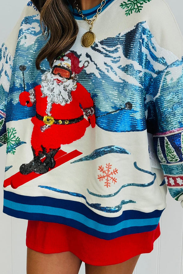 Vintage Skiing Santa Sweatshirt