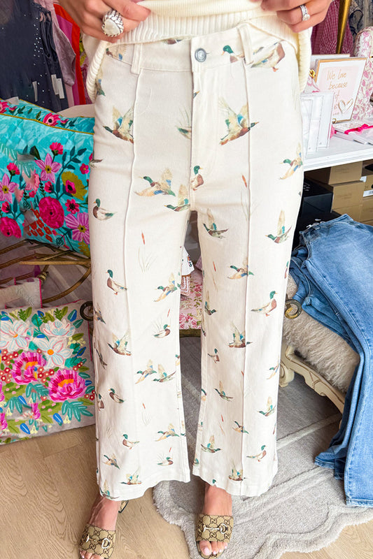 Casual Mallard Duck Wide Leg Jeans