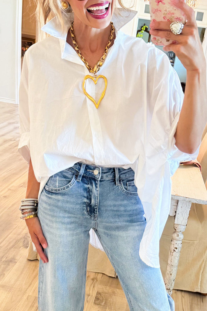 Casual White Button Down Top