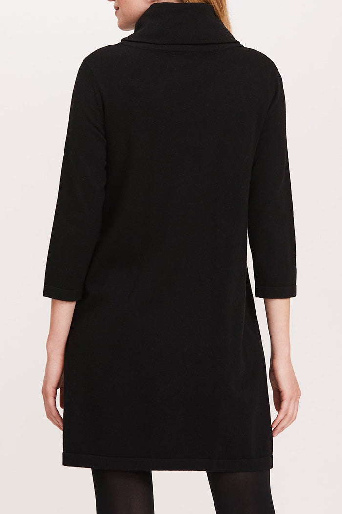 Pocketed Cowl Neck 3/4 Sleeve Dress