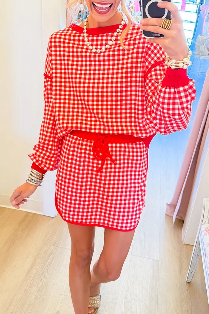 Red Gingham Skort Set