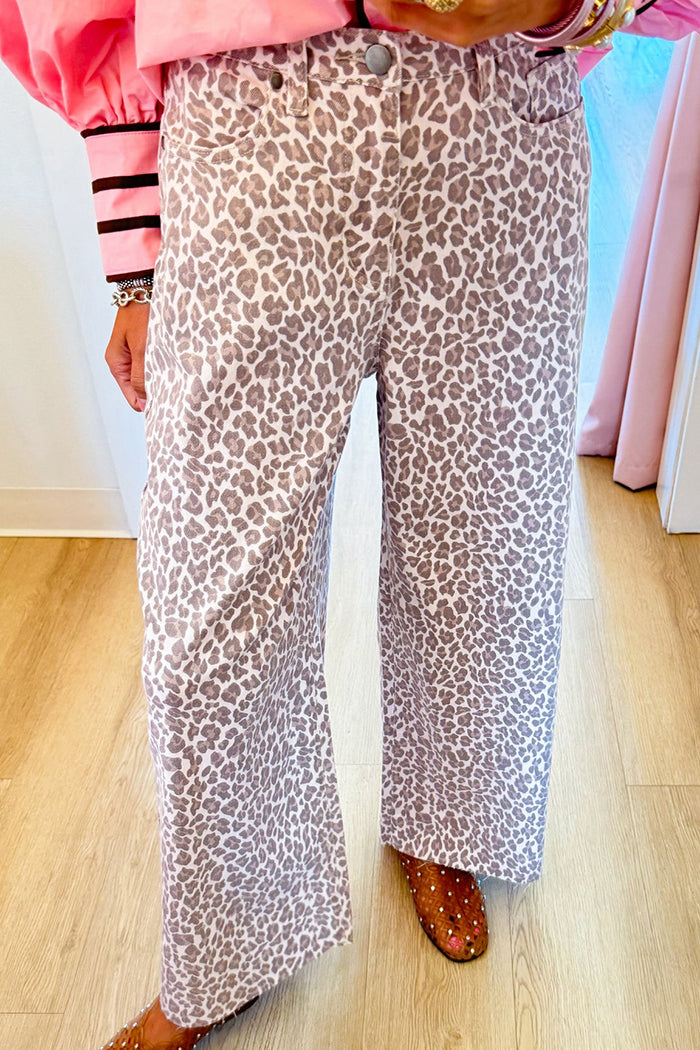 Cream Leopard Print Pants
