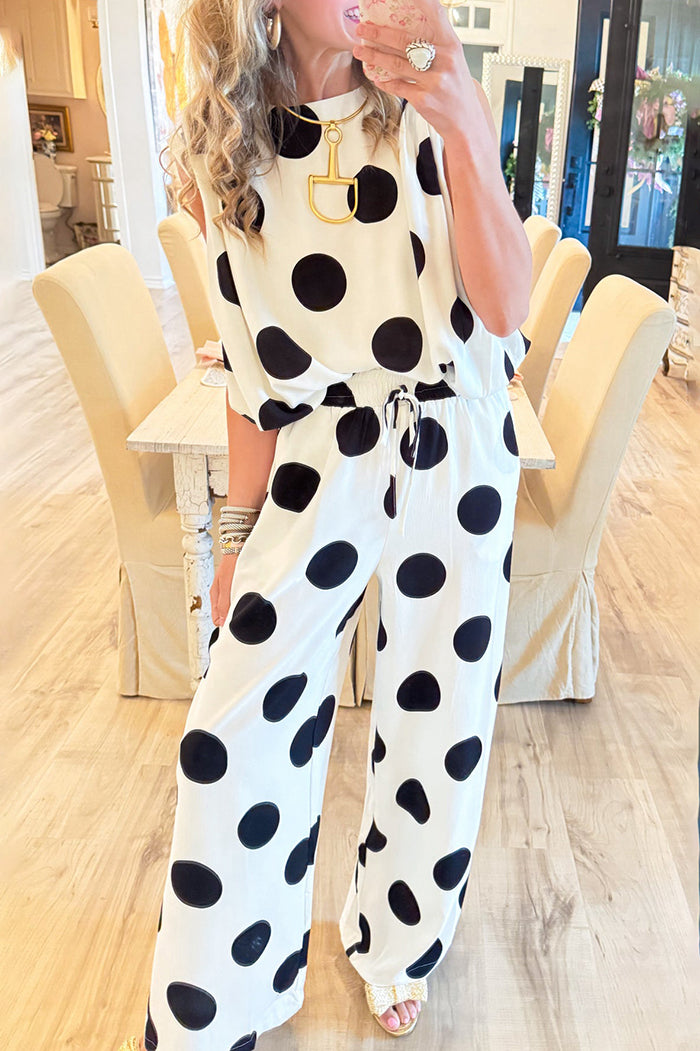 Casual Polka Dot Pant Set