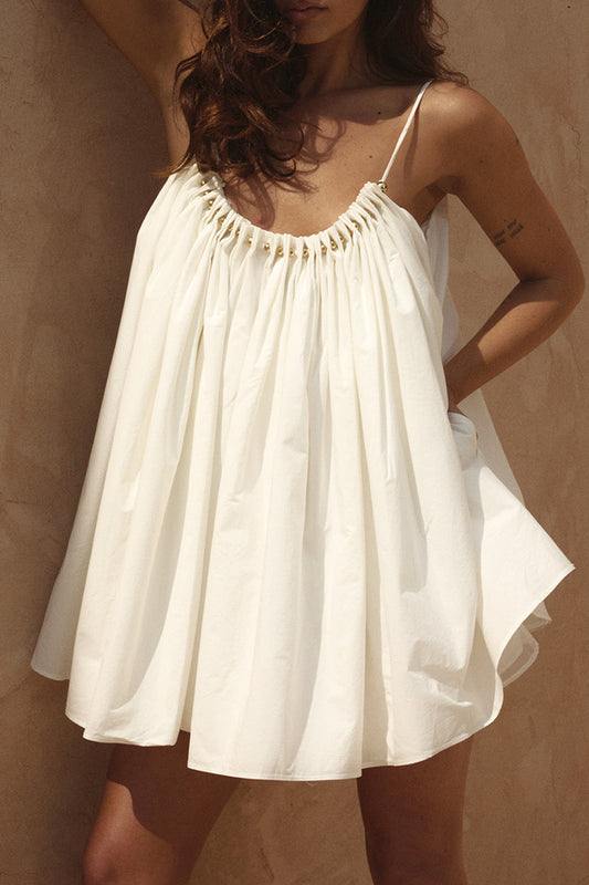 Volume Swing Adjustable Strap Mini Dress