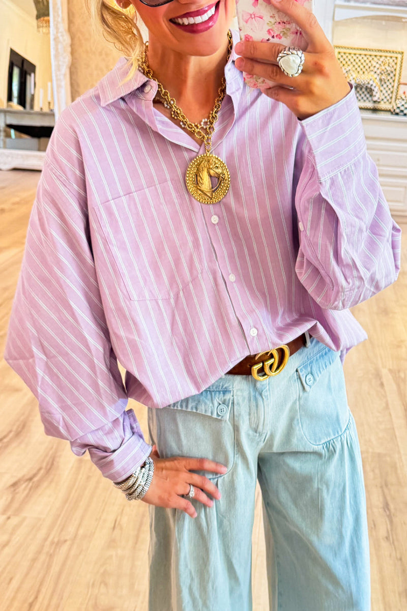 Casual Button Down Stripe Top
