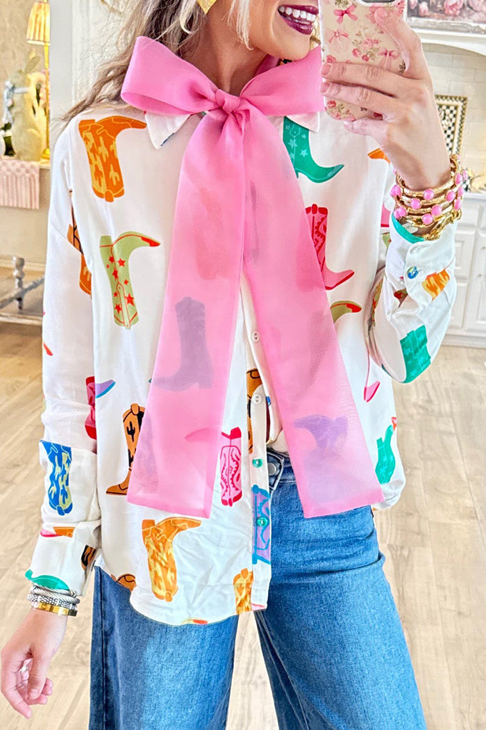 Pink Bow Tie Neck Scarf