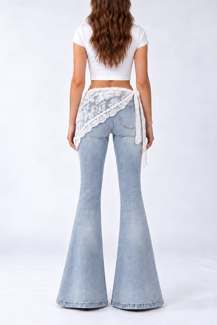 Lace Wrap Flare Jeans
