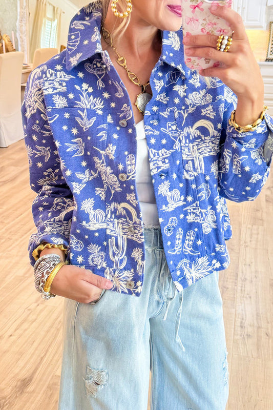 Western Print Cropped Jacket