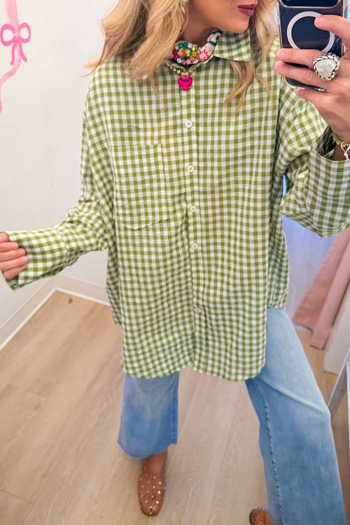 Gingham Button Down Top