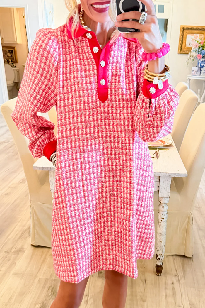 Tweed Long Sleeve Pocket Dress