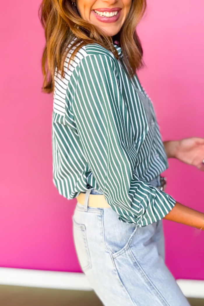 Collete Poplin Stripe Embroidery Top