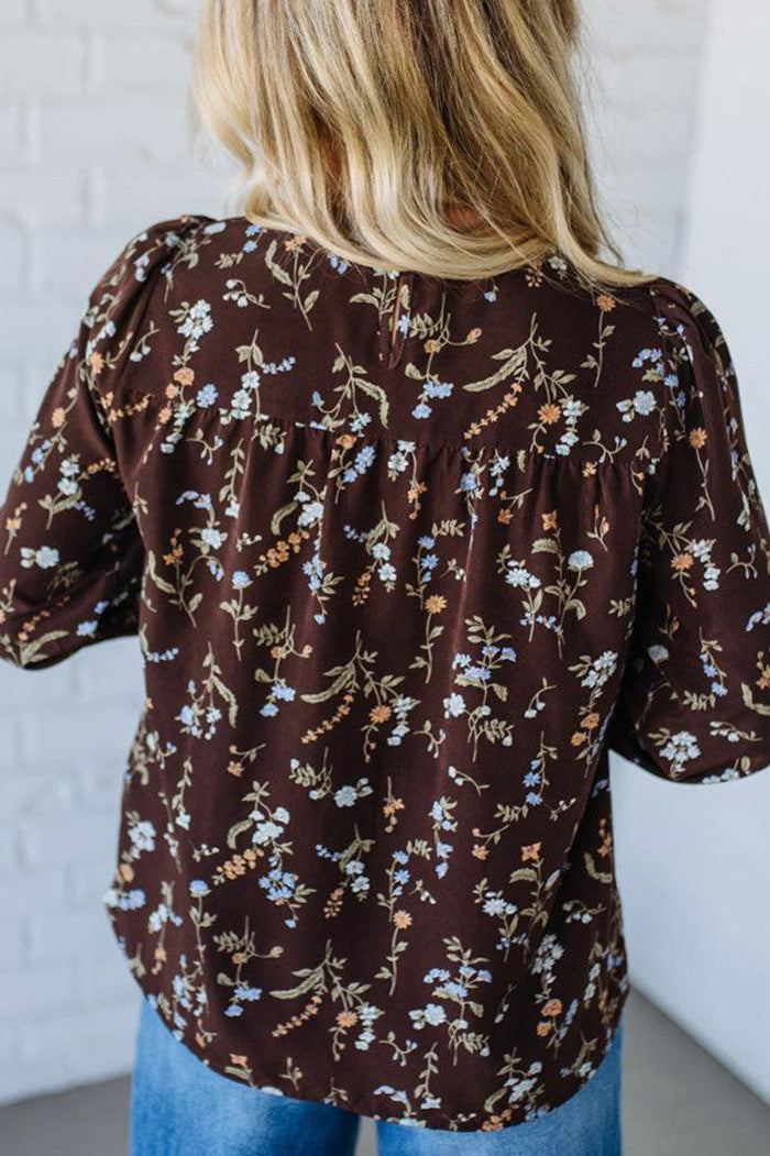 Antiqued Babydoll Floral Long SleeveTop