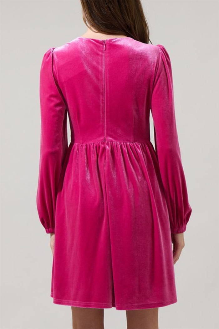 Pink Velvet Bow Gem Dress