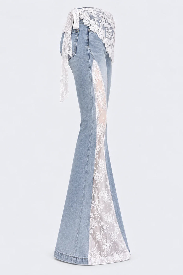 Lace Wrap Flare Jeans