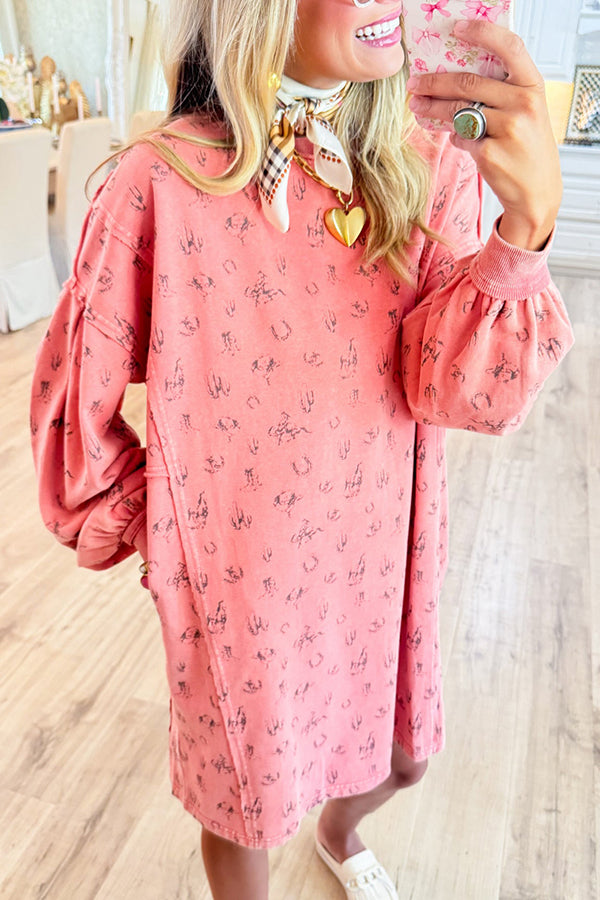 Western Washed Pullover Dress