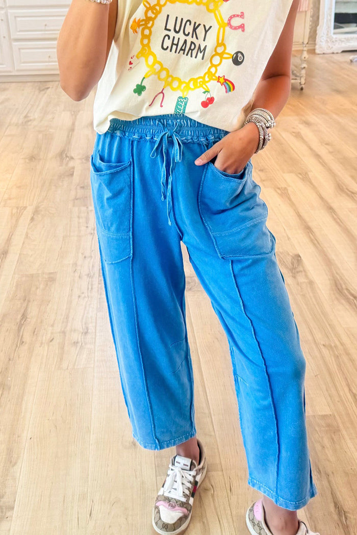 Casual Patch Pockets Barrel Pants