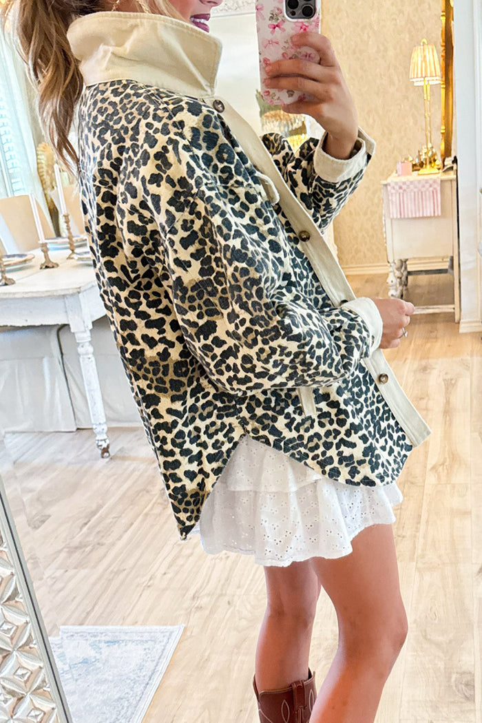 Washed Leopard Button Jacket