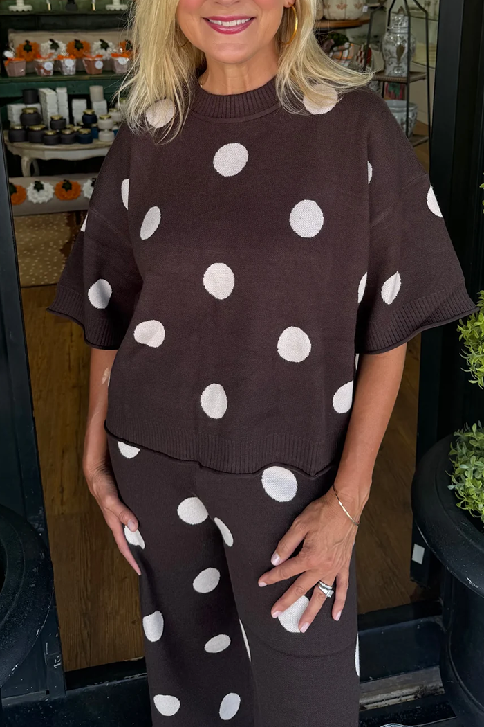 Brown Polka Dot Two-Piece Set