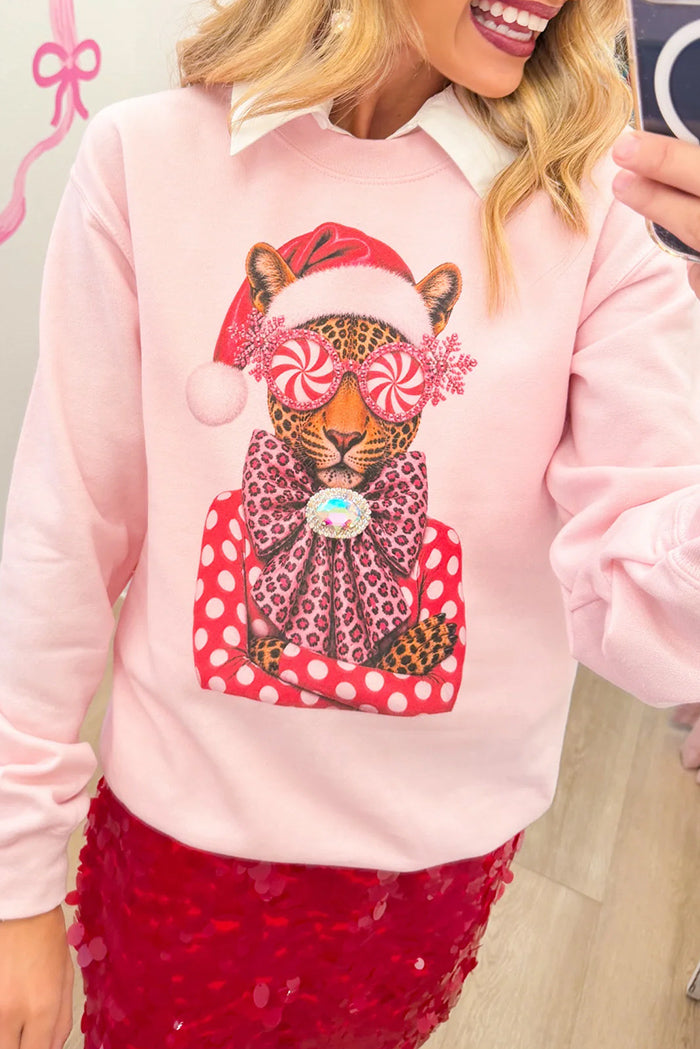 Leopard Graphic Crew Sweatshirt