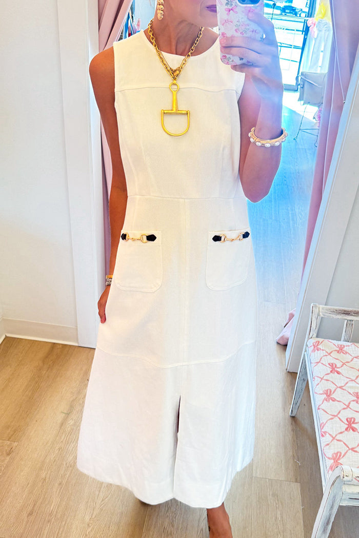 Back Zip Sleeveless Pocket Midi Dress