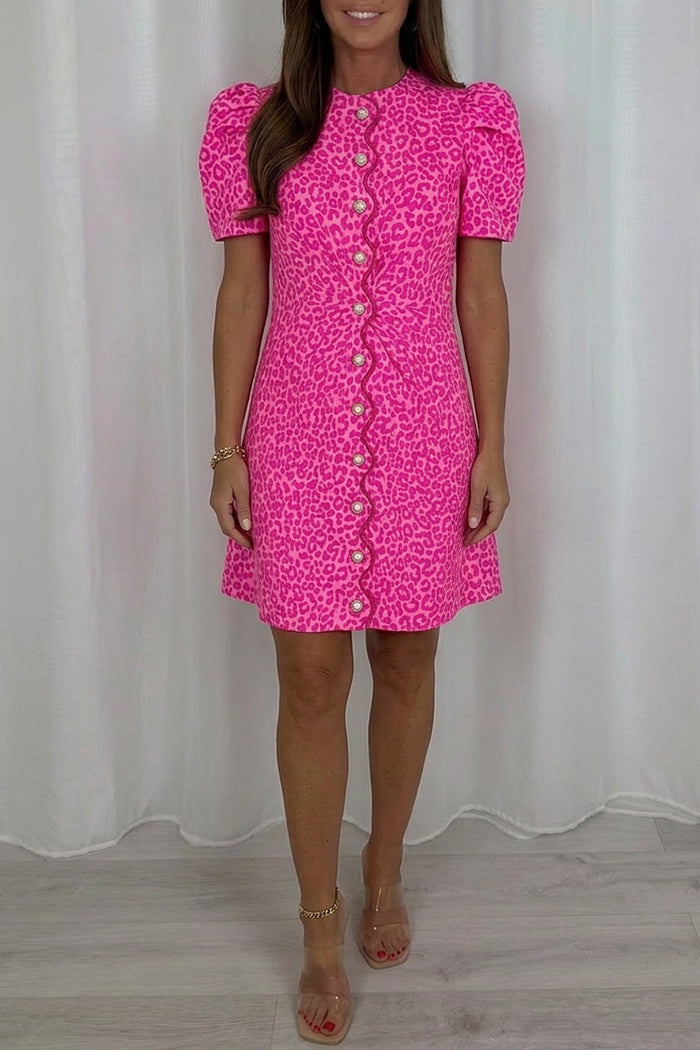 Scallop Trim Leopard Dress