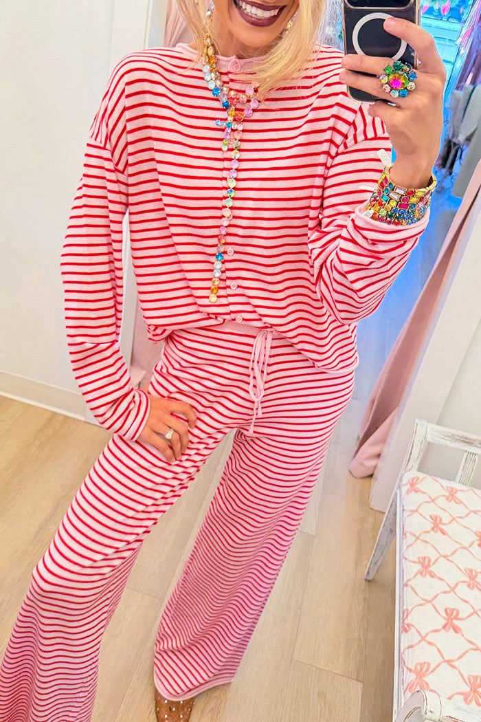 Red Pink Stripe Lounge Set