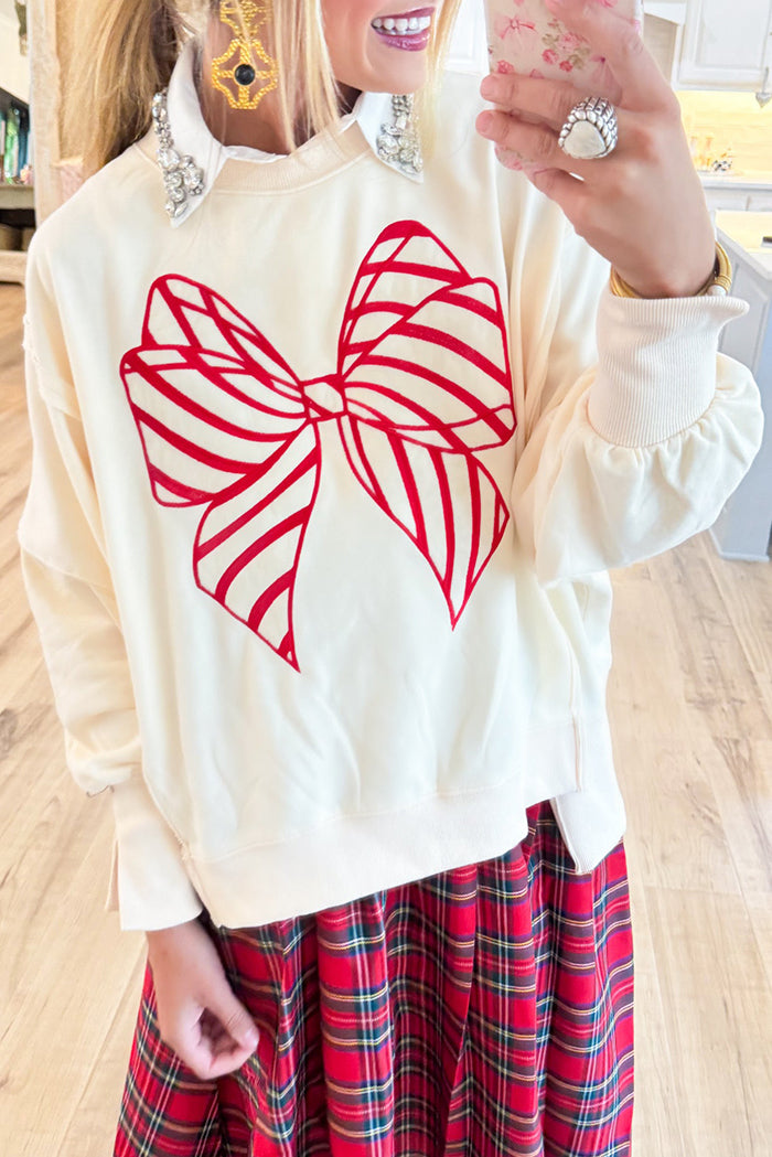 Candy Cane Bow Sweatshirt