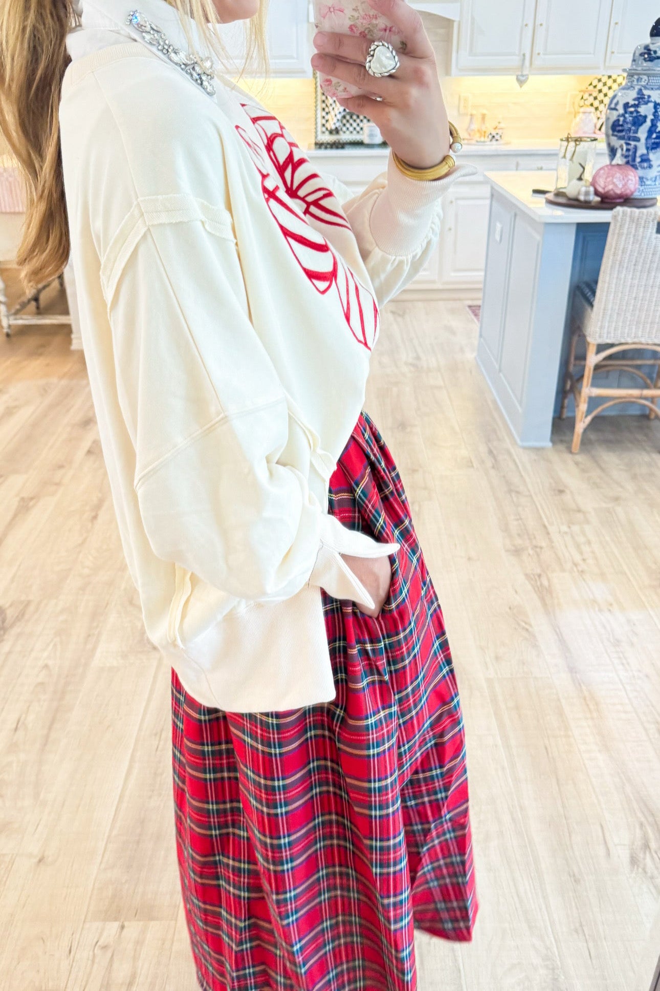 Candy Cane Bow Sweatshirt