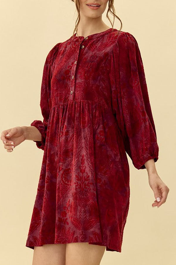 Casual Velvet Pleated Dress