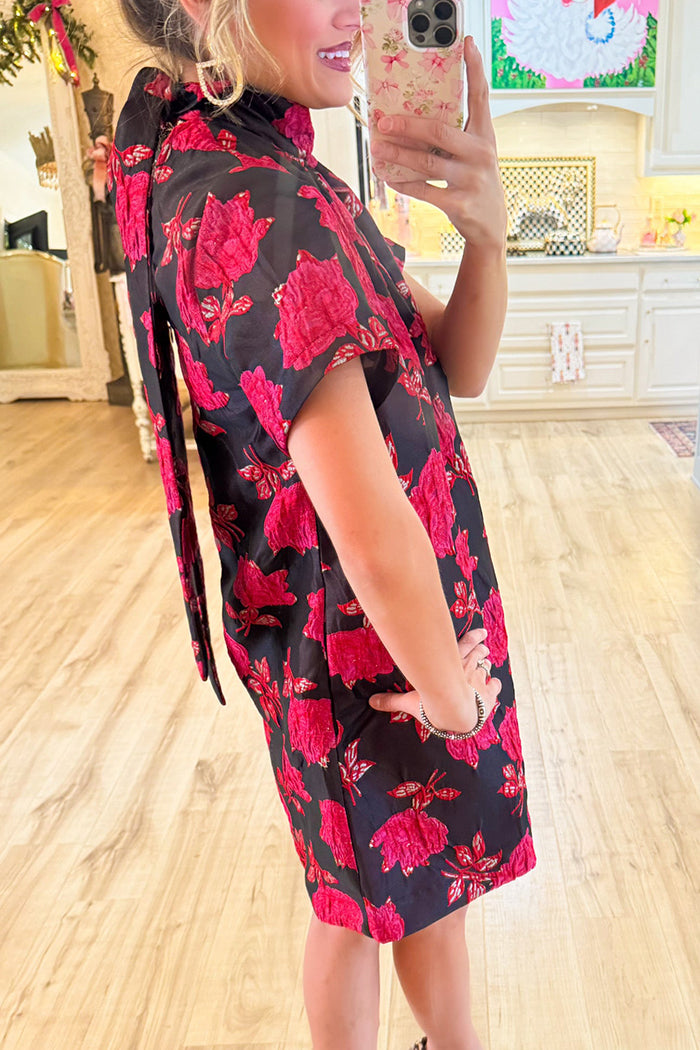 Floral High-Neck Dress