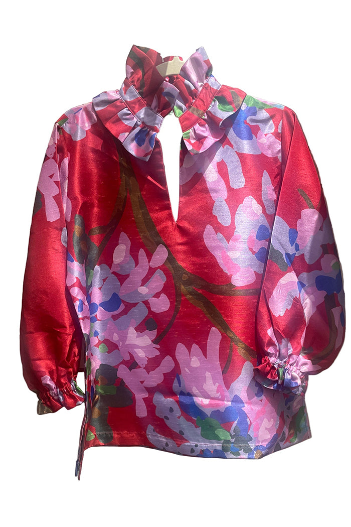 Floral Ruffle Collar Long Sleeve Top