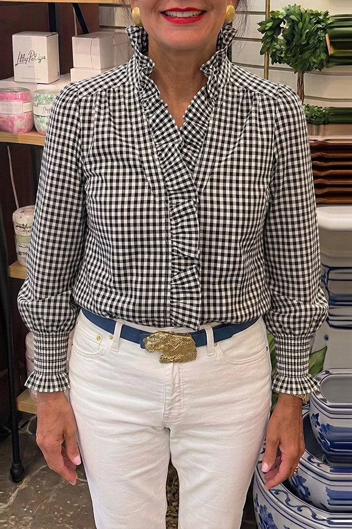 Casual Plaid Ruffled Top