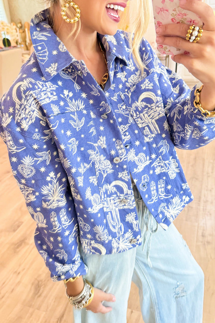 Western Print Cropped Jacket