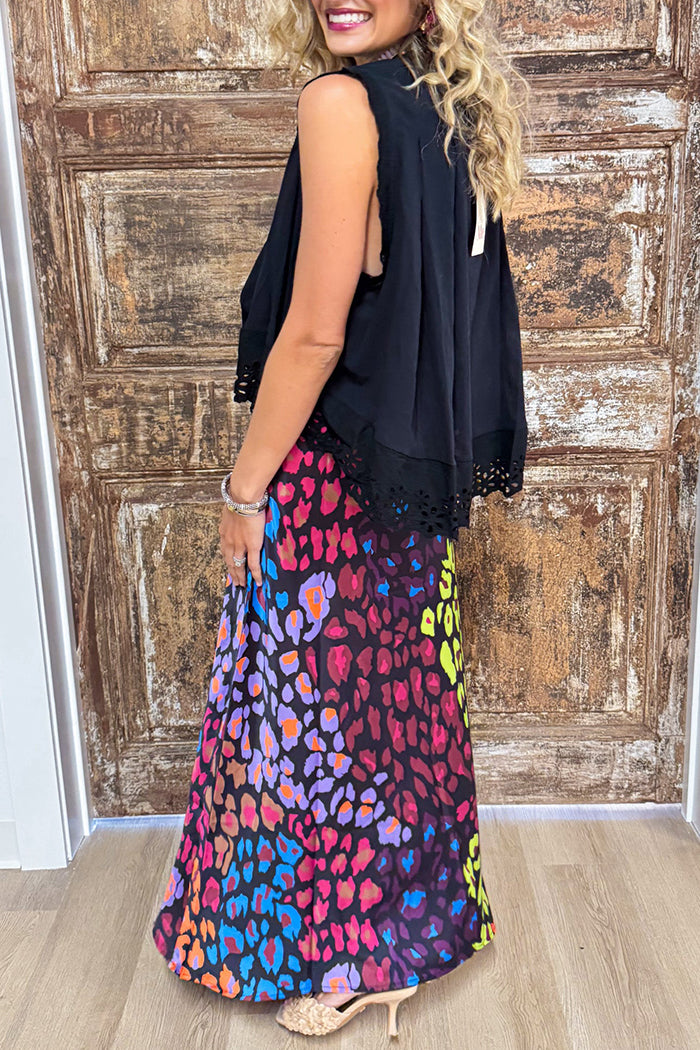 Multi Color Animal Print Midi Skirt