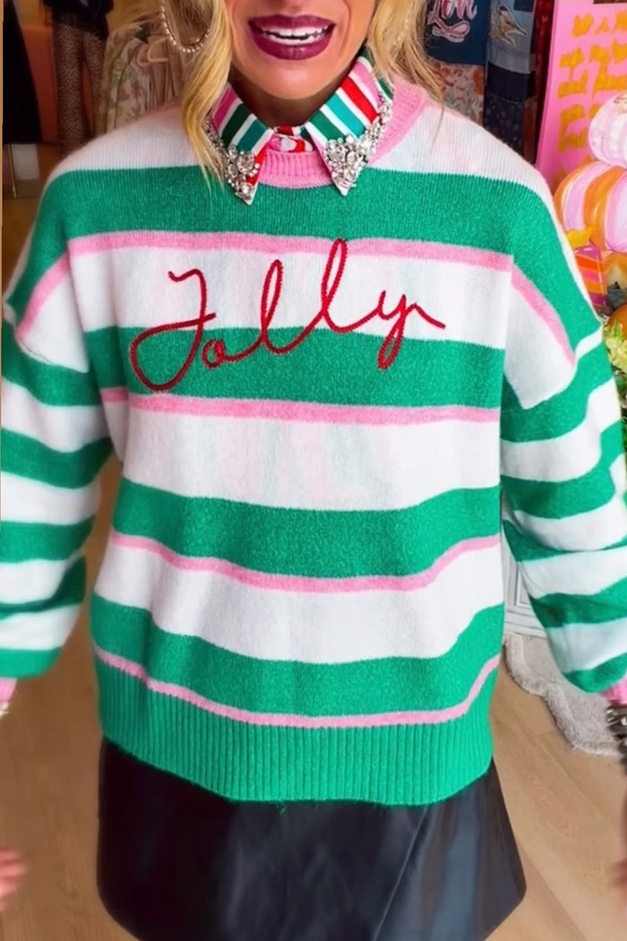 Long Sleeve Stripe Knit Sweater