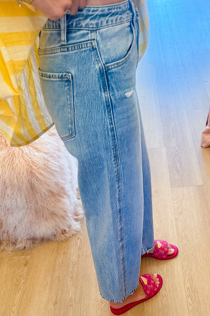 Light Wash Crop Barrel Jeans