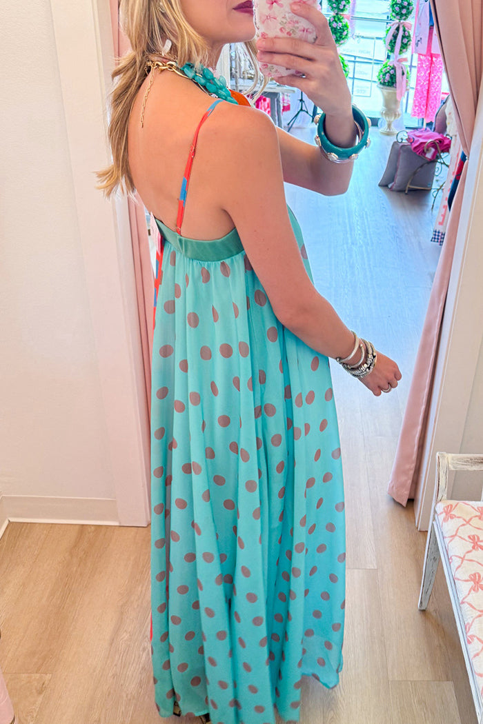 Multi Polka Dot Pattern Maxi Dress