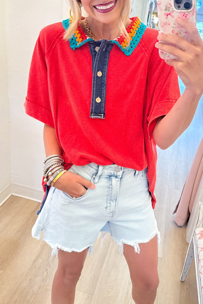 Light Denim Distressed Hem Shorts